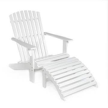 Saranac 2-Piece Traditional Rustic Acacia Wood Adirondack Chair with Detachable Ottoman - JONATHAN Y